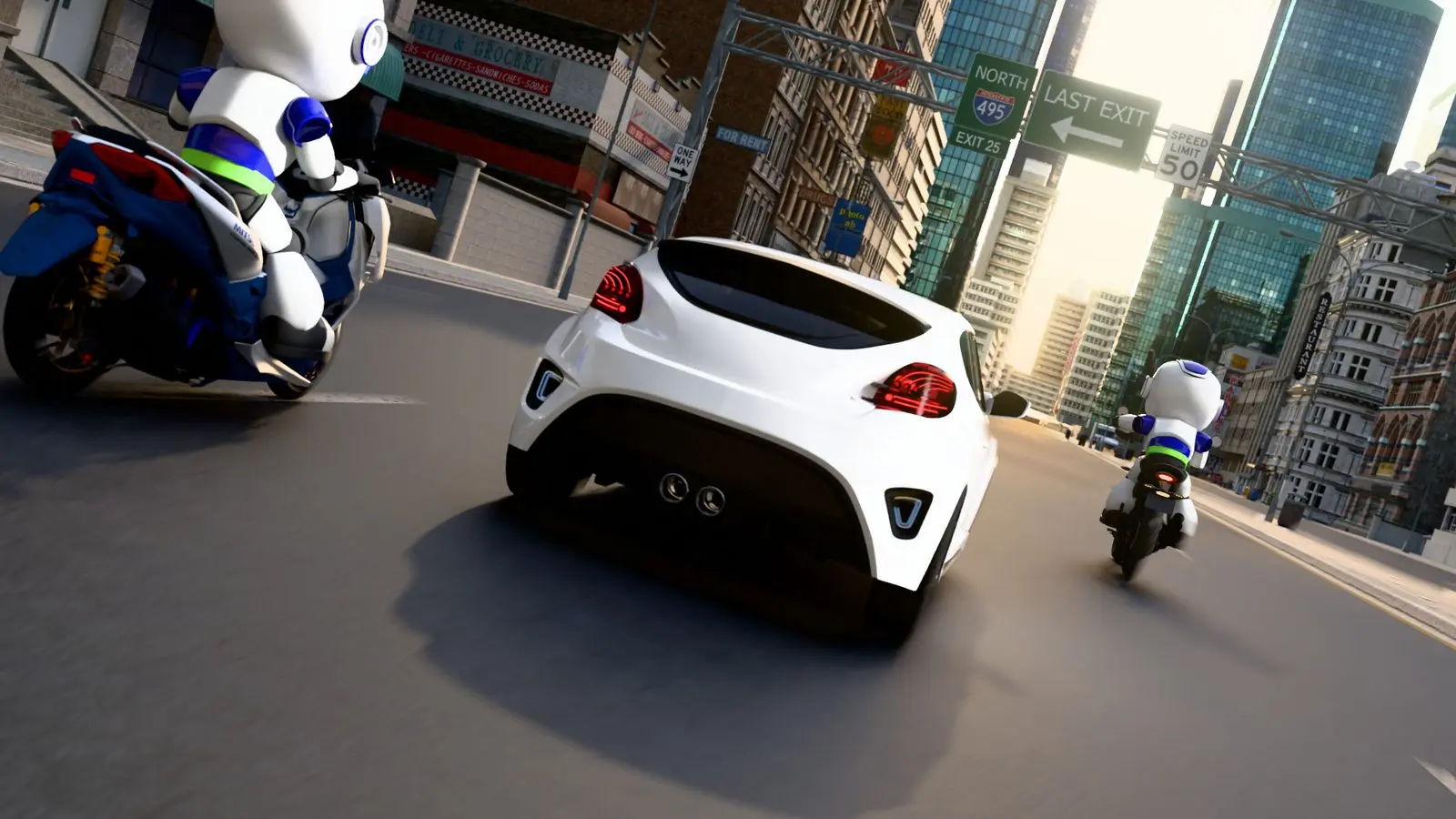 Mitsuba car arriving in the city