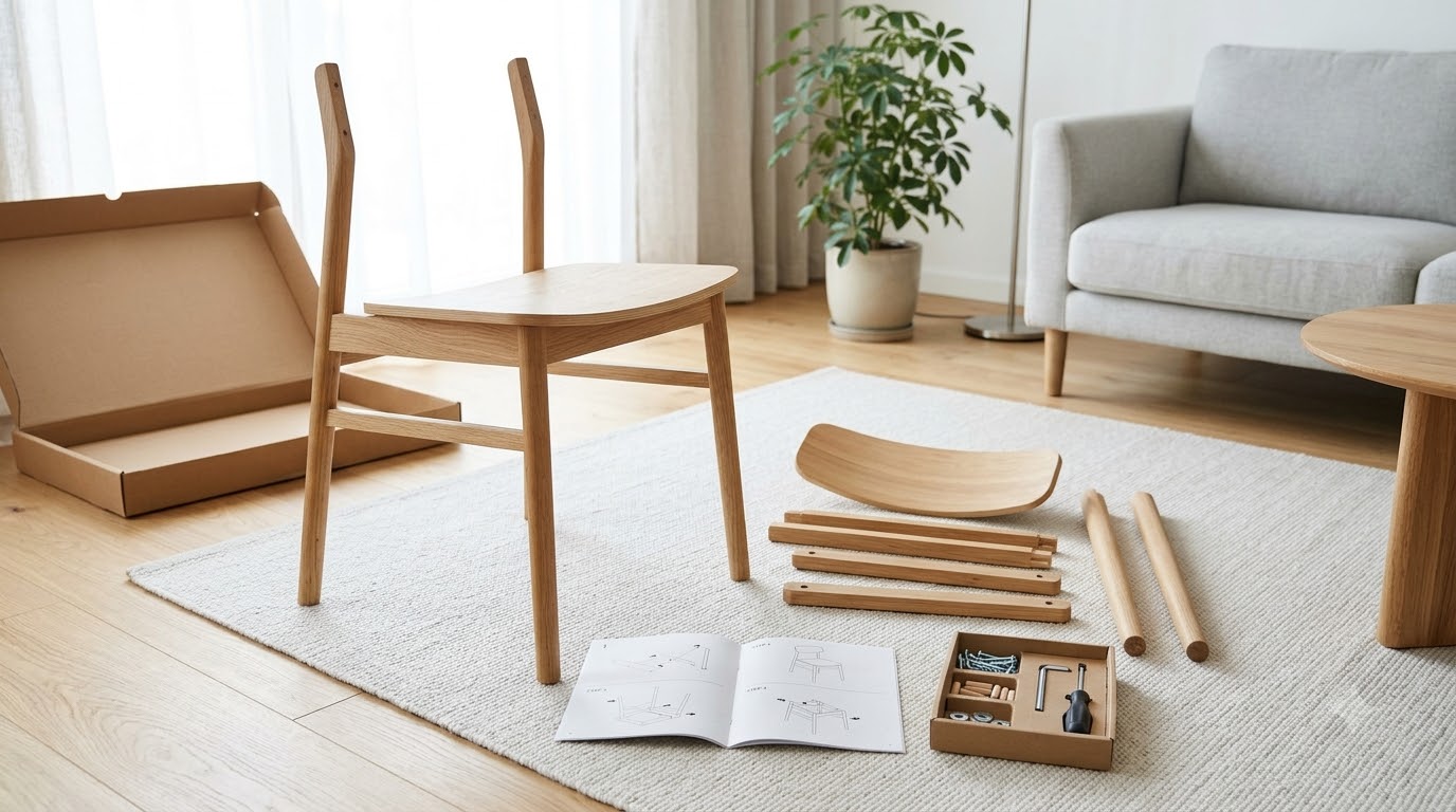 Interior design materials and models on a desk
